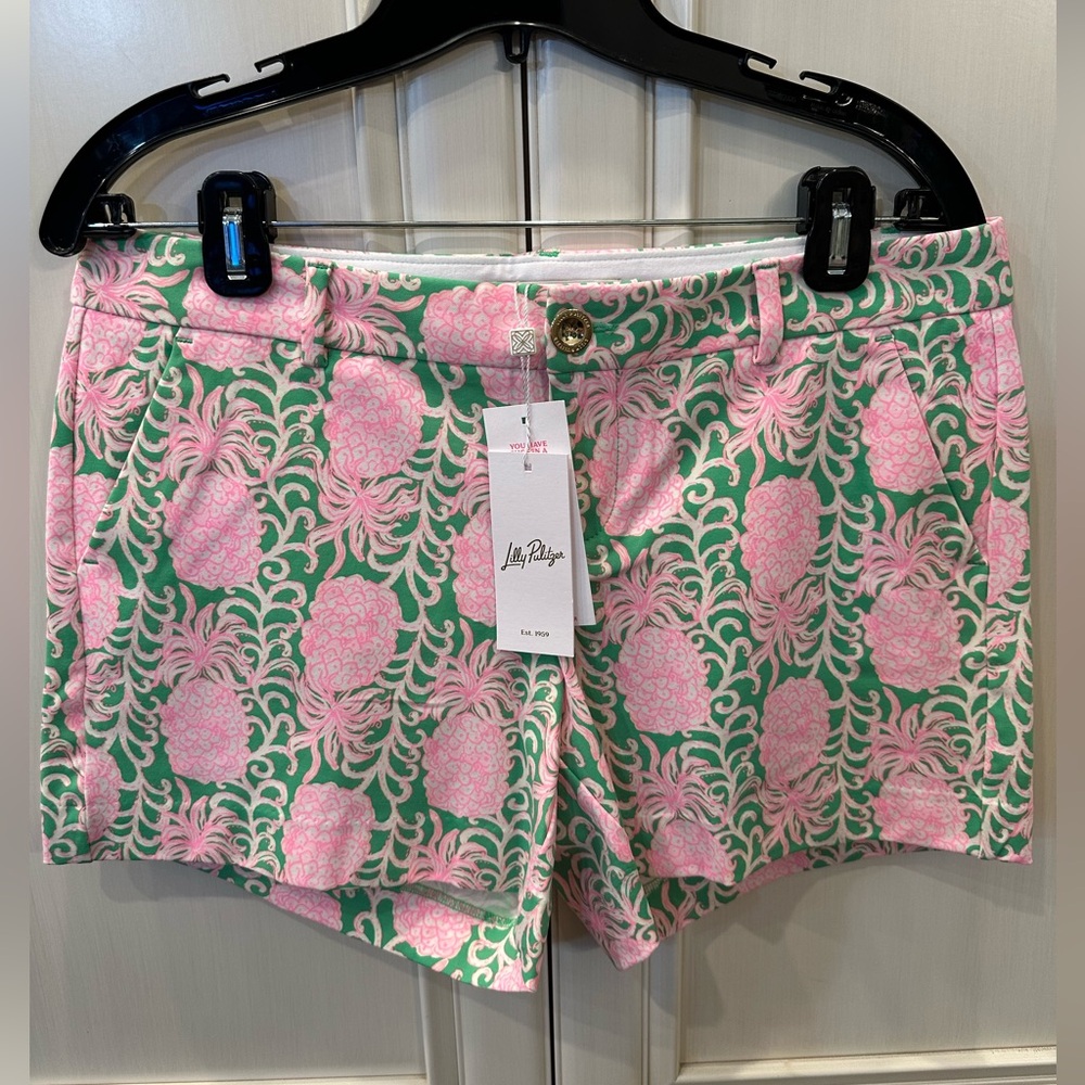 NWT Lilly Pulitzer Callahan Knit Short, Fauna Green Party Like A Pineapple, sz 8 - Picture 4 of 7